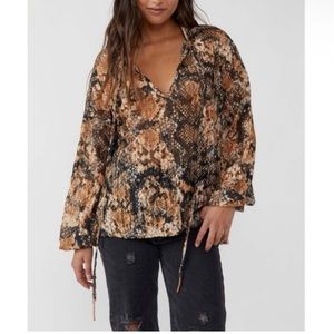 Free People Out For The Night Blouse in Snake Combo New With Tags